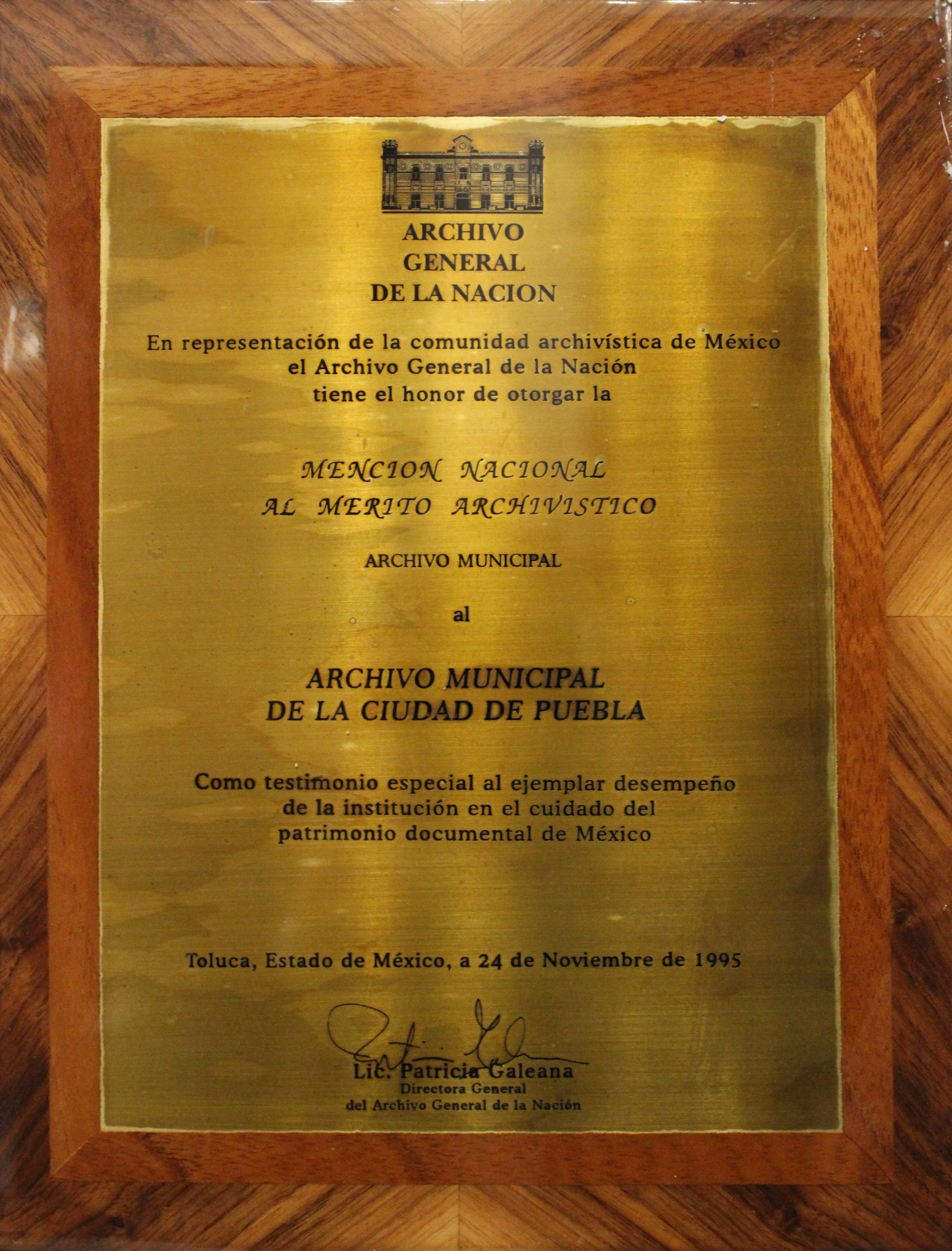 Mención Nacional al Mérito Archivístico